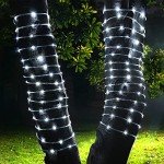 ICRGB 66FT 200LED Solar Rope Lights, Outdoor Waterproof Solar Christmas Lights with Remote, IP67 Outdoor Solar String Lights, Timing & 8 Modes, Garden Christmas Decorative for Tree Porch Pool, White