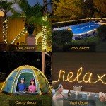 JMEXSUSS 2 Pack 100 LED Solar Rope Lights,33ft 8 Modes Solar Rope Lights Outdoor Waterproof LED Solar Powered Rope Tube for Trampoline,Fence,Gazebo,Yard,Walkway,Path(Warm White)