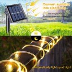 JMEXSUSS 2 Pack 100 LED Solar Rope Lights,33ft 8 Modes Solar Rope Lights Outdoor Waterproof LED Solar Powered Rope Tube for Trampoline,Fence,Gazebo,Yard,Walkway,Path(Warm White)