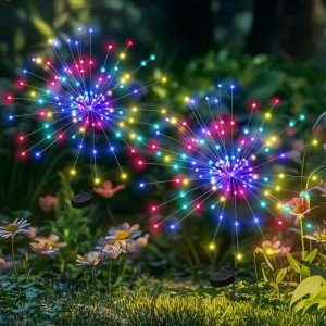 PEVOROS Garden Decor Solar Outdoor Lights, 120LED Waterproof Colorful Solar Garden Lights, DIY Fun for Your Garden Decorative, Outdoor Garden, Yard, Flower Pot, Patio, Pathway(2PACK)