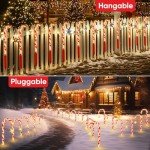 Christmas Decorations Outdoor Holiday Decor: 24 Pack Solar Christmas Candy Cane Lights Outdoor Waterproof, 144 LED Christmas Pathway Lights, 8 Flashing Modes Solar Lights for Outside Yard Xmas Decor