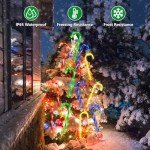 12 Pack Solar Christmas Candy Cane Lights, 8 Lighting Modes Christmas Solar Lights Outdoor with USB Memory Timer Function Solar Candy Cane Lights Outdoor Pathway for Garden Patio Yard Walkway Holiday