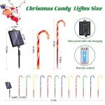 12 Pack Solar Christmas Candy Cane Lights, 8 Lighting Modes Christmas Solar Lights Outdoor with USB Memory Timer Function Solar Candy Cane Lights Outdoor Pathway for Garden Patio Yard Walkway Holiday