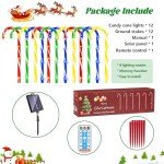 12 Pack Solar Christmas Candy Cane Lights, 8 Lighting Modes Christmas Solar Lights Outdoor with USB Memory Timer Function Solar Candy Cane Lights Outdoor Pathway for Garden Patio Yard Walkway Holiday