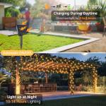 4 Pack Solar Fairy Lights 131.2Ft 400 LED, Outdoor Twinkle Lights with 8 Modes, Waterproof Silver Wire String Lights for Garden Patio Party Weding Decorations (Warm White)