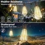 Solar Outdoor String Lights Waterproof, 100FT Solar Powered String Lights for Outside with 52 Shatterproof Bulbs, Dimmable ST38 LED Lights String, Patio Hanging Lights for Backyard Garden Party