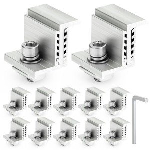 12Pcs Adjustable Solar Panel End Clamps - Aluminum