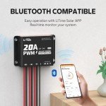 LiTime 20A PWM Solar Charging Controller with Bluetooth