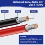 Waterproof Solar Junction Box with 10Ft Cable