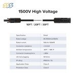 10ft UV Resistant Solar Extension Cable with Connectors
