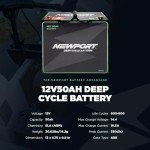 Newport 12V 50Ah Deep Cycle Marine Battery