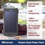 4Patriots Solar Power Bank: 8000mAh, 3 USB Ports