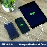 4Patriots Solar Power Bank: 8000mAh, 3 USB Ports