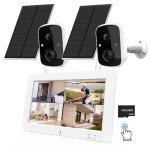 Solar Wireless Security Camera System with Touchscreen Monitor