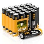 1100mAh Rechargeable AA Solar Batteries - 20 Pack