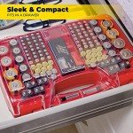 Battery Organizer Storage Case with Tester – Holds 180