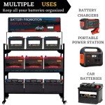 Heavy-Duty Rolling Battery Rack with Wheels