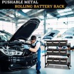 Heavy-Duty Rolling Battery Rack with Wheels