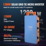VEVOR 1200W Waterproof Solar Grid Tie Micro Inverter