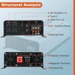 3000W Pure Sine Wave Power Inverter with Remote
