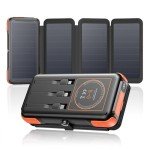 SOARAISE 25000mAh Solar Power Bank with 3 Cables
