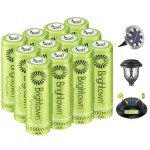 Brightown 12-Pack Rechargeable AA Solar Batteries