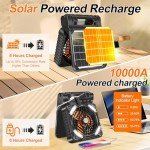 10000mAh Solar Camping Fan with LED Lantern