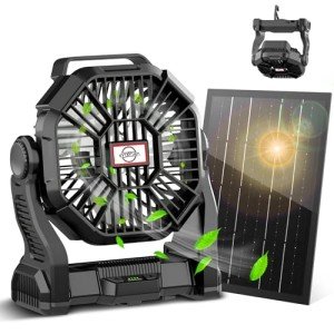 Solar Camping Fan with 10400mAh Battery and Panel