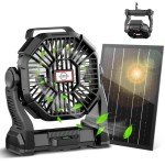 Solar Camping Fan with 10400mAh Battery and Panel