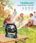 Solar Camping Fan with 10400mAh Battery and Panel