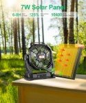 Solar Camping Fan with 10400mAh Battery and Panel
