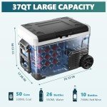 12V Portable Refrigerator - 37 Quart Car Fridge