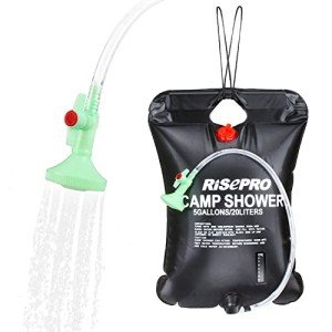 RISEPRO 5 Gallon Solar Shower Bag with Temp Indicator