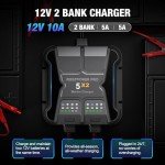 Dual Bank 10A Marine Battery Charger - Waterproof