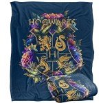Hogwarts Floral Crest Super Soft Throw Blanket