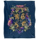 Hogwarts Floral Crest Super Soft Throw Blanket