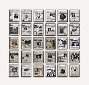 Set of 30 Remastered Printable Daily Newspaper Pages, Wizard and Witch Poster, Wizard Home Decor, Travel Poster, Wizard Wall Art, Halloween
