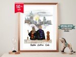 Personalised Wizard School Portrait Gift For family or Friends / Custom Made Potter Family Digital Print / Wizard Couple Print Gift