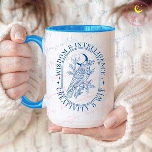 Wisdom & Intelligence Raven Mug, Wizard House Mug, Magic School Mug E7202