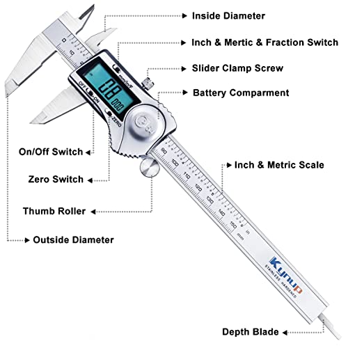 Digital Caliper, 6 Inch Measuring Tool