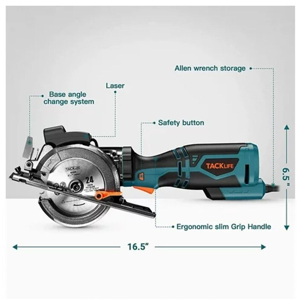 Compact Circular Saw with Metal Handle & 6 Blades