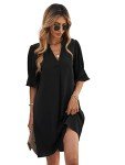 Summer V-Neck Flare Puff Sleeve Mini Dress
