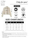 Megfie Womens Cropped Bomber Jacket Button Down Varsity Jackets Shackets With Pockets, Beige, Medium