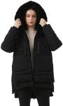 GIMECEN Women's Warm Winter Coat Waterproof Hooded Down Jacket Thicken Fleece Lined Parka With Removable Faux Fur Trim