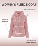 RISISSIDA Faux Sherpa Fleece Jacket Women Fur Coat Fuzzy Lightweight 2022 Fall Winter Fashion, Thermal Wool Shearling Warm Fluffy Furry Zip Up Hoodie with Hood Pink 1712016 L