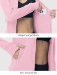 BGOWATU Women's Workout Running Jacket Lightweight Zip up Athletic Jackets Gym Yoga Tops with Zip Pockets Pink XXL