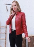 Women's Trendy Faux Leather Jacket Moto Short Jacket Fashion PU Jacket Coat