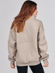 ANRABESS Women’s Half Zip Sweatshirts 2023 Fall Oversized Pullover Top Quarter Zip Fleece Long Sleeve Hoodies Winter Outfits Trendy Clothes Top 1095kafeihui-L Light Brown