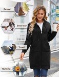 Oleda Zip Up Hoodies for Women Sherpa Fleece Hoodie Long Womens Winter Jackets Hooded Sweatshirt Warm Coats with Pockets Black