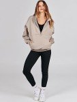 ANRABESS Women’s Half Zip Sweatshirts 2023 Fall Oversized Pullover Top Quarter Zip Fleece Long Sleeve Hoodies Winter Outfits Trendy Clothes Top 1095kafeihui-L Light Brown